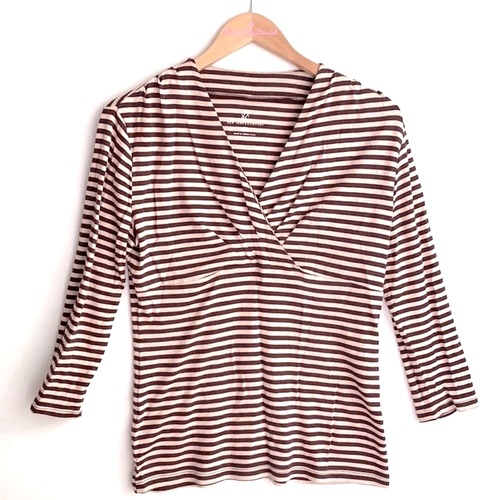 NY & Co. Striped 3/4 sleeve v-neck Blouse, Size M
